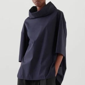 Cos Navy Cowl Neck Tunic Top Oversized
